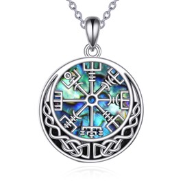 YAFEINI Good Luck Celtic Knot Viking Pendant Necklace for Women Polished 925 Sterling Silver Amulet Protection Viking Triskele Jewellery, Sterling Silver, Moonstone
