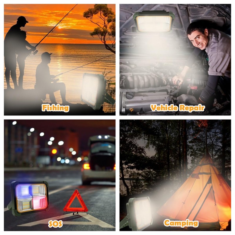 Vaonviao Solar Work Light Portable LED Work Light 200W Job