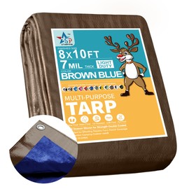 STARPYNG-7 Mil Brown/Blue 8x10 Feet Tarp-Multifunctional Waterproof Tarpaulin-Waterproof, UV Resistant, Rip and Tear Resistant, Poly Tarpaulin with Reinforced Edges for Cover