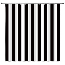 ABONAN Black and White Striped Shower Curtain Modern Fashion, 72 x 72 Inch
