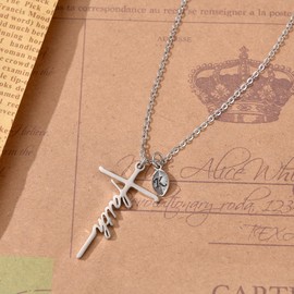 SANNYRA Cross Necklace for Women - 18K Sliver Plated K Letter Christian Jewelry for Women - Religious Cross Pendant Christian Jewelry Christmas Gifts