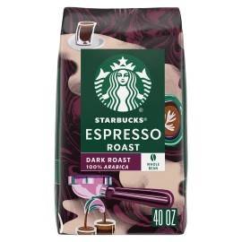 Starbucks Espresso Roast Dark Whole Bean Coffee 40 oz Bold & Rich Flavor.