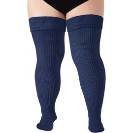 Plus Size Thigh High Socks for Thick Thighs - Womens Extra Long & Thick Over the  Knit High Socks Leg Warmers - Size: Black - 2