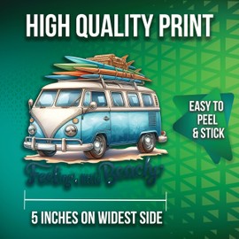 Feeling A Little Beachy Stickers - 5" On Longest Side - 2 Pack - High Adhesive Tack - Bumper Stickers for Cars, Truck, SUV - Made in USA - PLS283