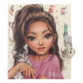 Depesche TOPModel Kitty and Doggy 12957 Diary in Beige with Model and Cat Motif, Book with 192 Lined Pages and Lock