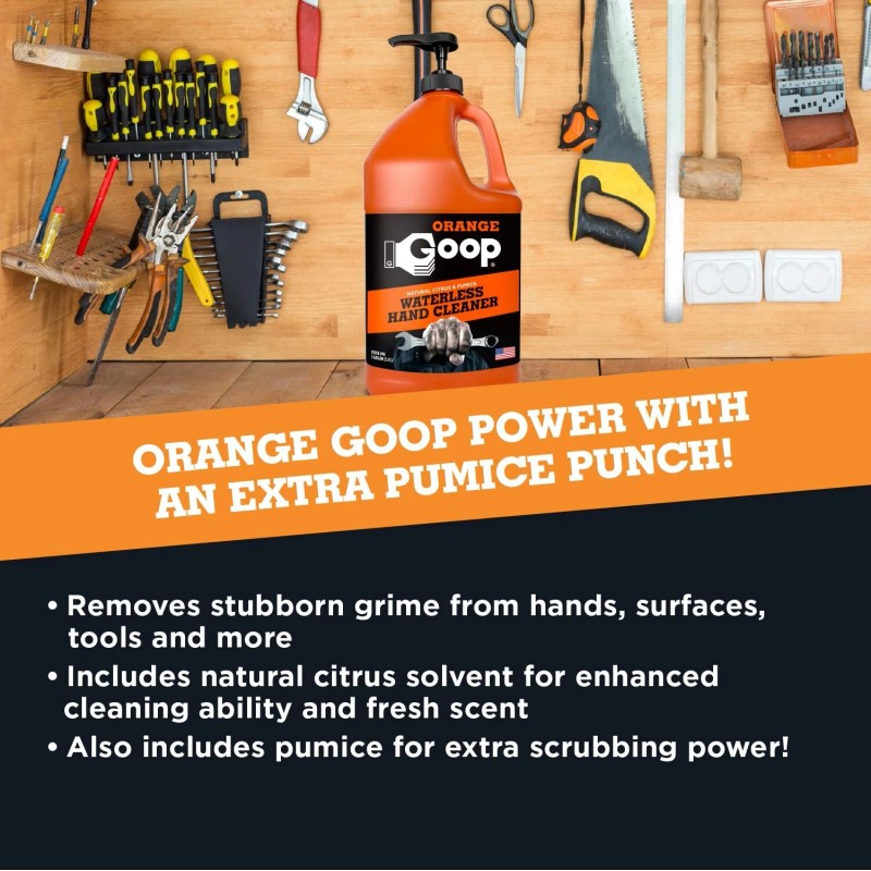 GOOP Orange Goop Hand Cleaner Liquid with Pumice 128 Fl