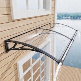 Awning for Door Entrance,32x48 inch Awnings for Doors with Separate Drainage,Front Door Awning Exterior,Polycarbonate UV, Rain, and Snow Protection for Porch,Patio,Window,Deck