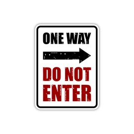Portrait Round Plus One Way Do not Enter Wall or Door Sign | Indoor or Outdoor Parking Signage - Large