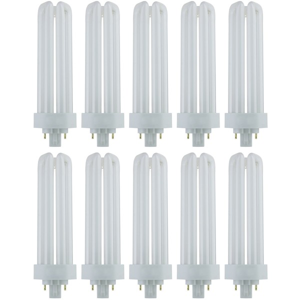 Sunlite PLT42/E/SP41K/10PK 4100K Cool White Fluorescent 42W PLD Triple U-Shaped Twin Tube CFL Bulbs with 4-Pin GX24Q-4 Base (10 Pack)
