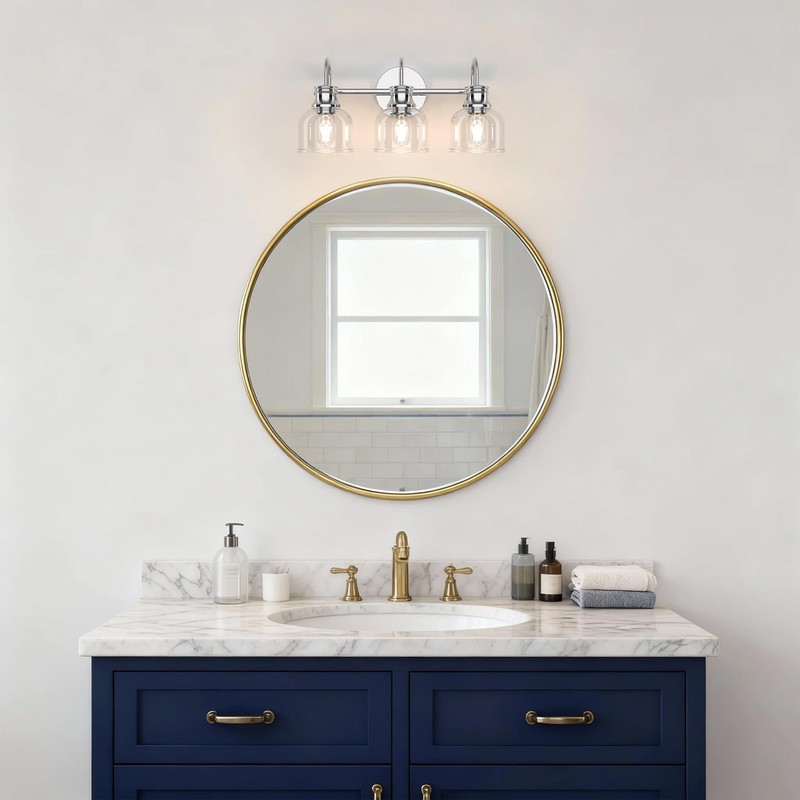 PHIXART 3 Lights Bathroom Vanity Light Fixtures, Chrome Traditional Classic