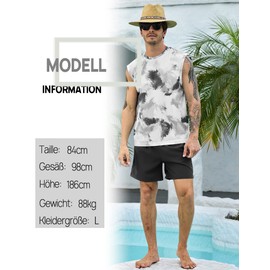 KBVOT Men's Swimming Trunks with Compression Liner Quick-Drying Swimming Shorts Men's Short Board Shorts Swimming Trunks 2 in 1 Swimming Trunks with Inner Shorts Surfing Beach Shorts, black