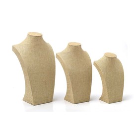 Sinoba Jewellery Bust Jewellery Holder Chain Holder Jewellery Stand Made of Linen (H1: 21 cm)