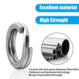 JSHANMEI Stainless Steel Fishing Split Rings High Strength Double Loop Flat Split Rings Lure Connector Solid Rings Fishing Tackle for Jigging Trolling Freshwater Saltwater Fishing (8.5mm-80pcs)