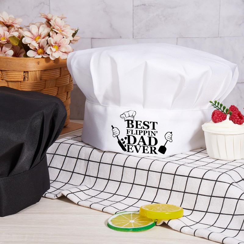 CREATCABIN Dad Chef Hat White Cooking Hat Cotton Adjustable Reusable