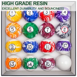 VSSAL Billiard Balls Set Pool Table Balls Deluxe White Marble-Swirl Style 16 Ball Set