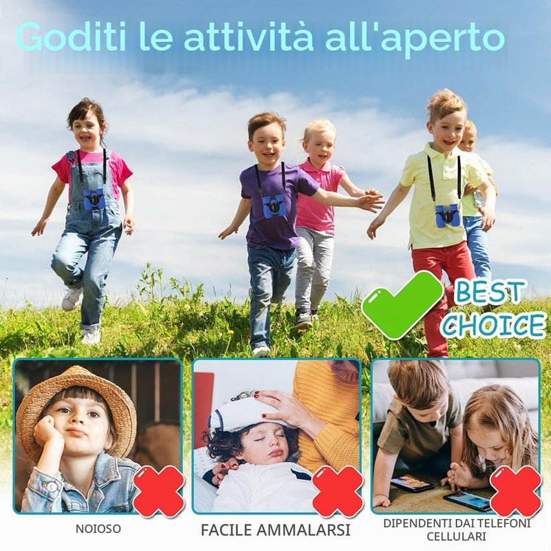 AYESY Binocolo per Bambini, Portatile Binocolo Set con Lente di
