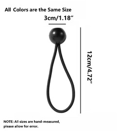 Bungee Rope with Balls, Elastic Black Strapping Cord for Outdoor Camping, Tents, Flags