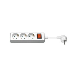 AC power sockets with switch, 3x CEE 7/4 jack children security NK 300S-150 CS WHITE SCHALTER 1.5m