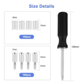 Faankiton Pack of 100 Self-Tapping Integrated Screw, Self-Tapping Shelf Supports, One Piece Shelf Pins with Non-Slip Sleeve, Self-Tapping Shelf Holder, Cabinet Shelf Holder