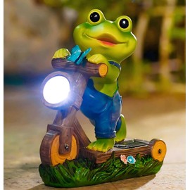 ChlinHuoho Solar Garden Frog, Outdoor Garden Decor, Animal Garden Statue, Fairy Garden Accessories,Patio,Yard,Balcony Decorations, Lawn Ornament, Housewarming, Birthday,Mothers Day Mom Gifts.