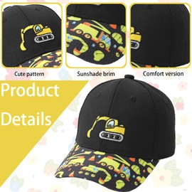 AUNGCSHE Baseball Cap, Adjustable Children's Snapback, Adjustable Baseball Cap, Sun Hat, black excavator, 54