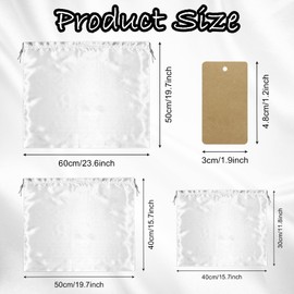 6 Pcs Dust Bags for Handbags with Kraft Hang Tags,White Silk Dust Cover Bag Purses Shoes Boots Dust Cover Storage Bags Dustproof Drawstring Bag for Travel Home Organizers Storage Pouch,Mix 3 Size