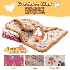 BWOGUE Guinea Pig Blanket, 3 Pack Small Animal Soft Warm Pet Fleece Blankets Sleep Mat Pad Cover Flannel Throw for Hamster Guinea Pig Rabbit Dog Cat Chinchilla Hedgehog