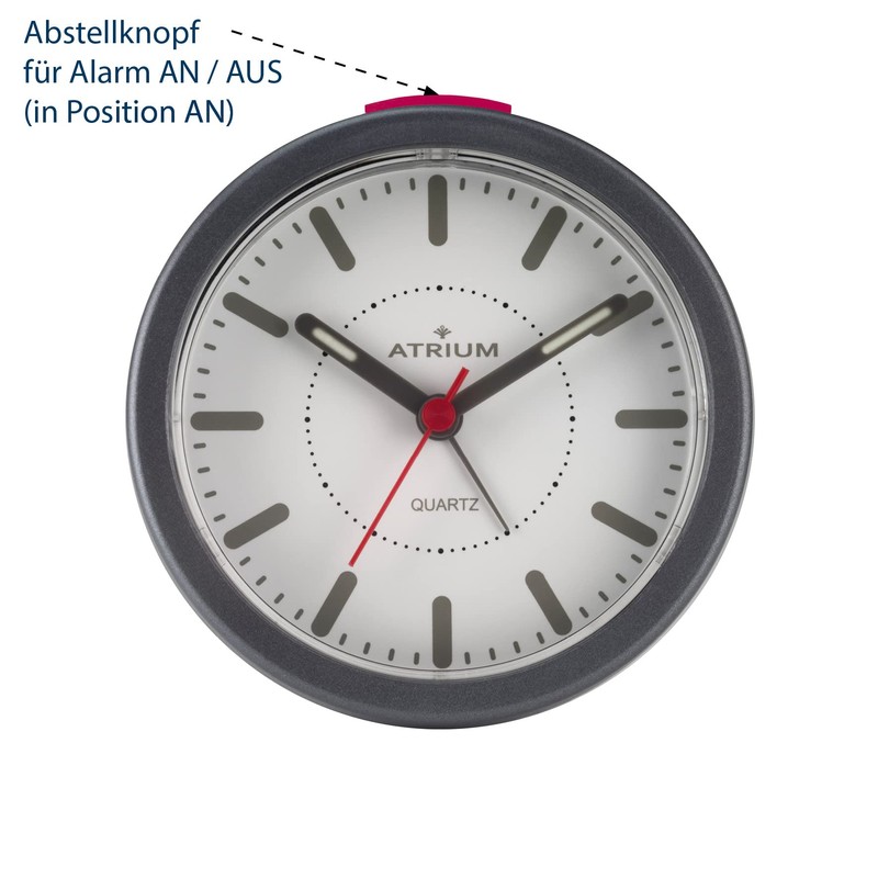 Atrium Modern Design Alarm Clock Analogue Quartz No Ticking with