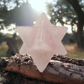 Natural Six Pointed Star Shaped Stone Merkaba Sacred Protection Meditation Energy Generator Healing Chakra 2.5cm (Rose Quartz)