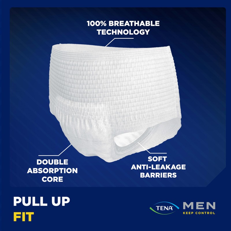 Tena Men Protective Incontinence Underwear for Men, Overnight Max Absorbency,