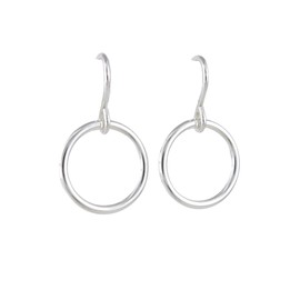 Small Sterling Silver Open Circle Hoop Earrings Delicate Everyday Dangle Drop 7/8" Inch