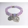Stretchy Faith Based Lavender Crackle Beaded Bracelet with Cross Charm