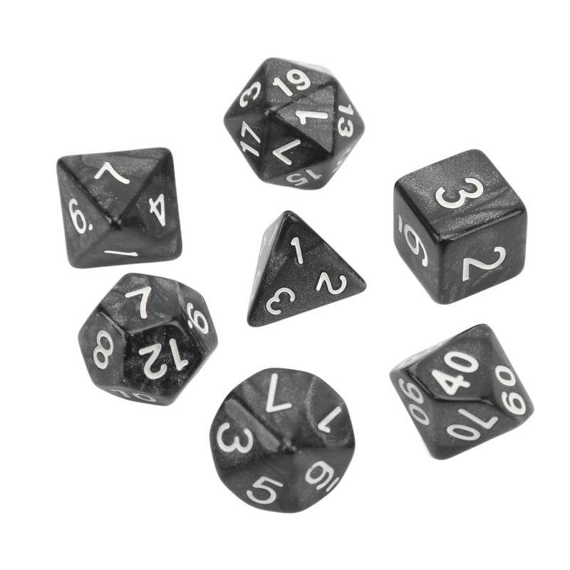 35Pcs Plastic Dice Kit Pearl Pattern White Numbers Polyhedral Dices