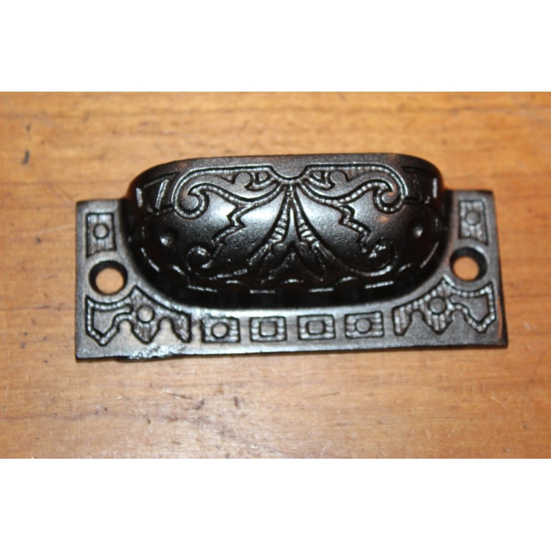 Antique Victorian Cast Iron Detailed 3" Bin Apothecary Cupboard Drawer