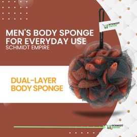 Schmidt Empire Men's Body Sponge for Everyday Use - Sponge Shower Balls, Mesh Loofahs Sponge Exfoliating Body Scrubber Bathroom Accessories (Pack of 4)