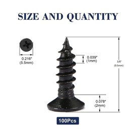 #4 x 3/8" Wood Screw 100Pcs 18-8 (304) Stainless Steel Screws Flat Head Phillips Fast Self Tapping Drywall Screws Black Oxide by SG TZH