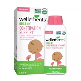 Wellements Organic Baby Constipation Support 4 Fl Oz Gentle Relief for Kids