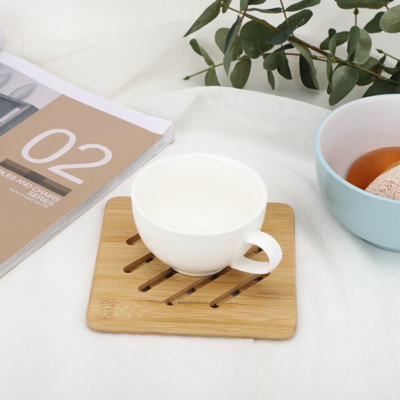 4Pcs Bamboo Table Mat Anti-Scald Non-Slip Bowl Cup Heat Insulation