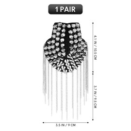 BESTOYARD Fringe Shoulder Pieces Rivet Tassel Chain Epaulet Shoulder Boards Badge Uniform Accessories (Silver)