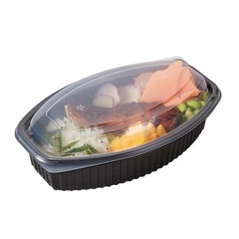 Restaurantware-RW Base 32 Ounce Meal Prep Containers, 50 Microwavable To Go Containers With Lids - Disposable, Freezable, Black Plastic Oval Food Containers, Pack Hot And Cold Food, For Takeaway