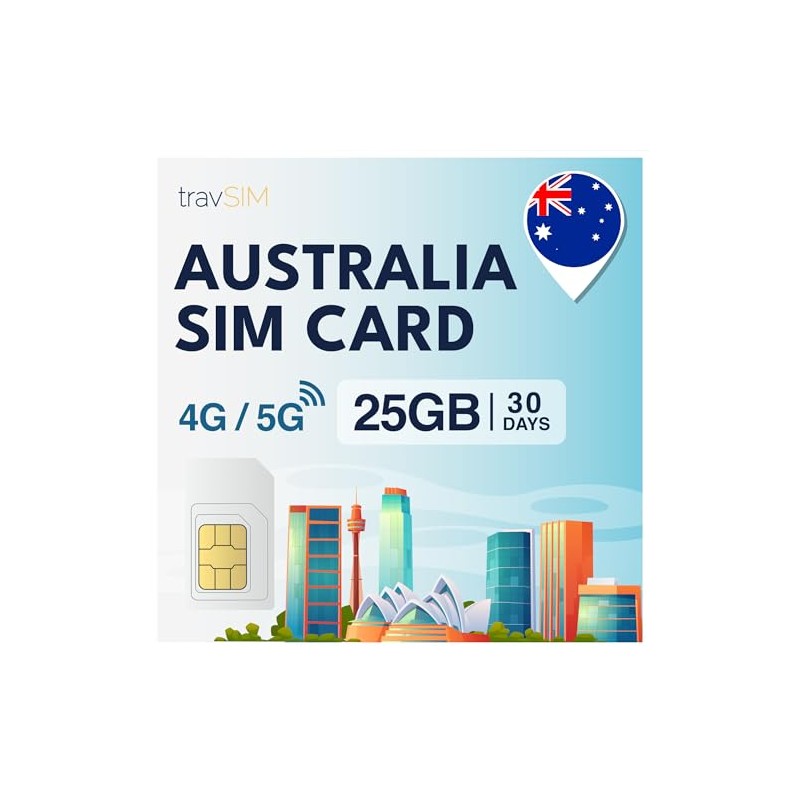 travSIM SIM Card Australia | 25GB Mobile Data | Works