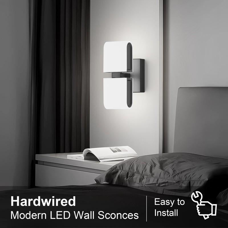 Aipsun Black Wall Sconces Hardwired Modern LED Sconces Wall Lighting