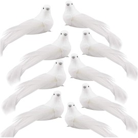 Feizeisun White Christmas Bird Decorations, 12pcs Artificial White Dove Birds Clip on Christmas Tree Decorations White Feather Mini Birds Ornaments DIY Craft