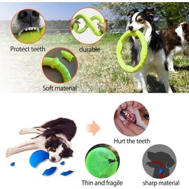 LaRoo Dog Toys for Aggressive Chewers,【Floatable】 Dog Flying Disc, Dog Tug Toy, Interactive Dog Toys, Dog Teeth Cleaning, Tug of War Dog Toy, Dog Chew Toys, Dog Teething Toys for Catch, Fetch