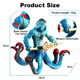 Eldrador Monster Octopus Figure Realistische Mythisches Warcraft Octopus Action Figur Meeres Familie Monster Mythische Modell mit Waffe Magische Energie Kreatur Spielzeug für Kinder ab 3 Jahren