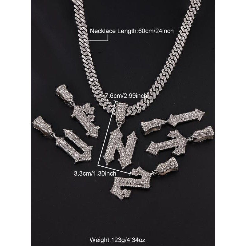 Men's Street Trend Rhinestone Chunky Chain Pendant Necklace, Stylish Exquisite
