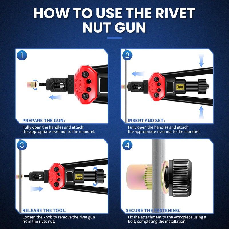 16-Inch Professional Rivet Nut Kit,Heavy Duty Rivnut/Nutsert Tool with Quick-Change