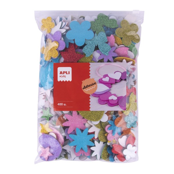 APLI Kids 18751 Glitter EVA Foam Molds: Flowers, Hearts, Stars,