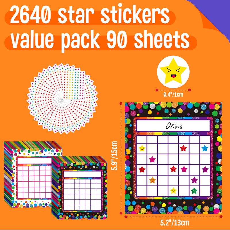90 Pack Classroom Incentive Chart, 2 Colorful Designs with 2640
