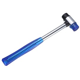 sourcing map Rubber Mallet Double-Faced with Non-Slip Plastic Grip Rubber Hammer with Polyurethane/Rubber Replacement Mallet for Crafts Tile Vinyl Woodworking Flooring Installation, Blue/Black